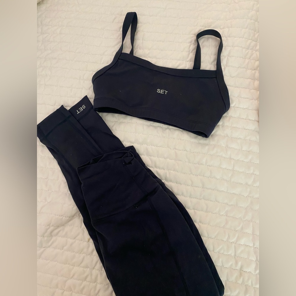 set active leggings & bra set- navy